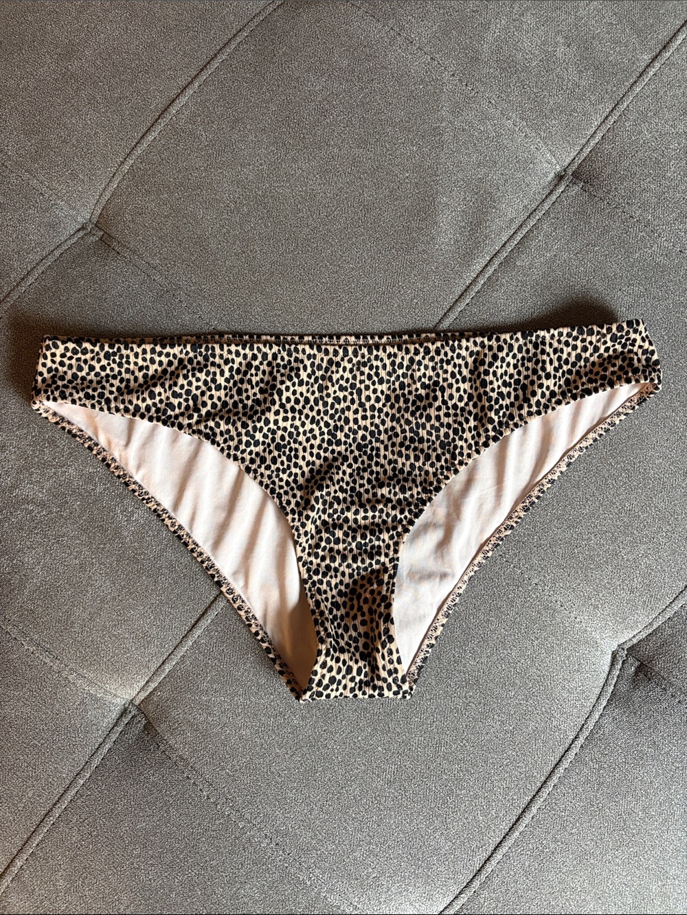 Leopard Print Kids Bikini Bottoms - Beige/Black